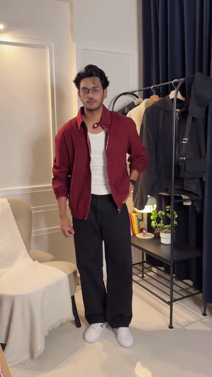 stand collar bomber jacket in a durable twill denim fabric. - Image 2