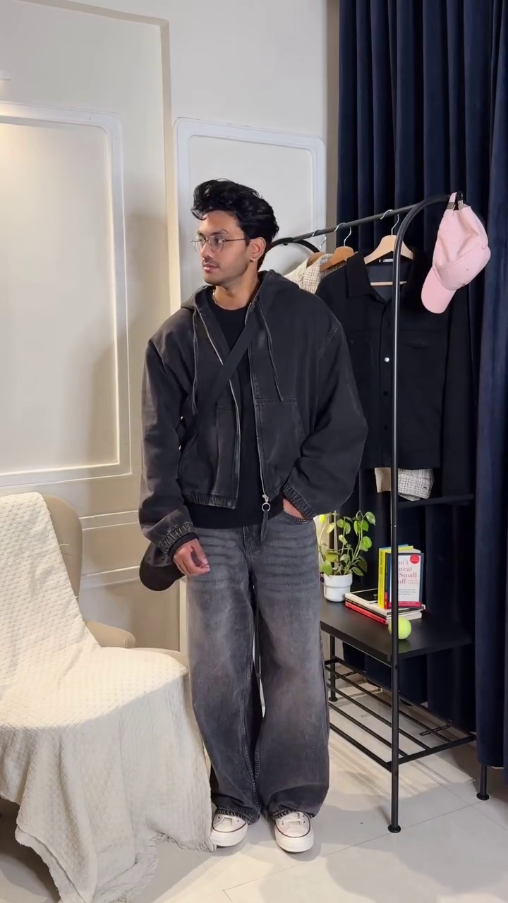 Faded-Effect Hooded Jacket – Casual Comfort with Urban Edge