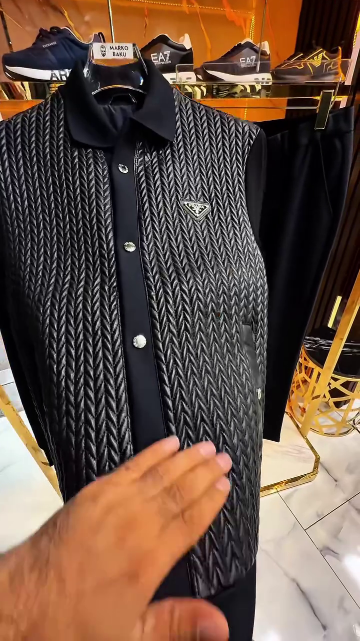 Prada Black Quilted Vest with Enamel Logo Patch