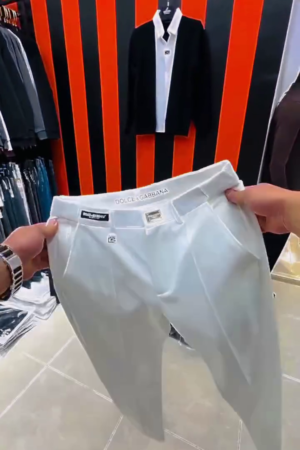 Men’s Black T-Shirt & White Trouser Combo