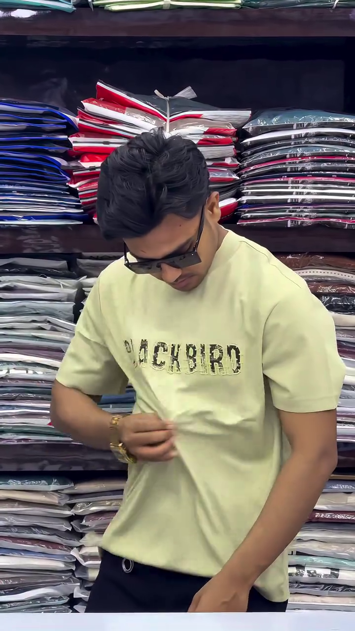 Men's Stylish Round Neck Textured 3/4th Sleeve Oversized T-Shirt