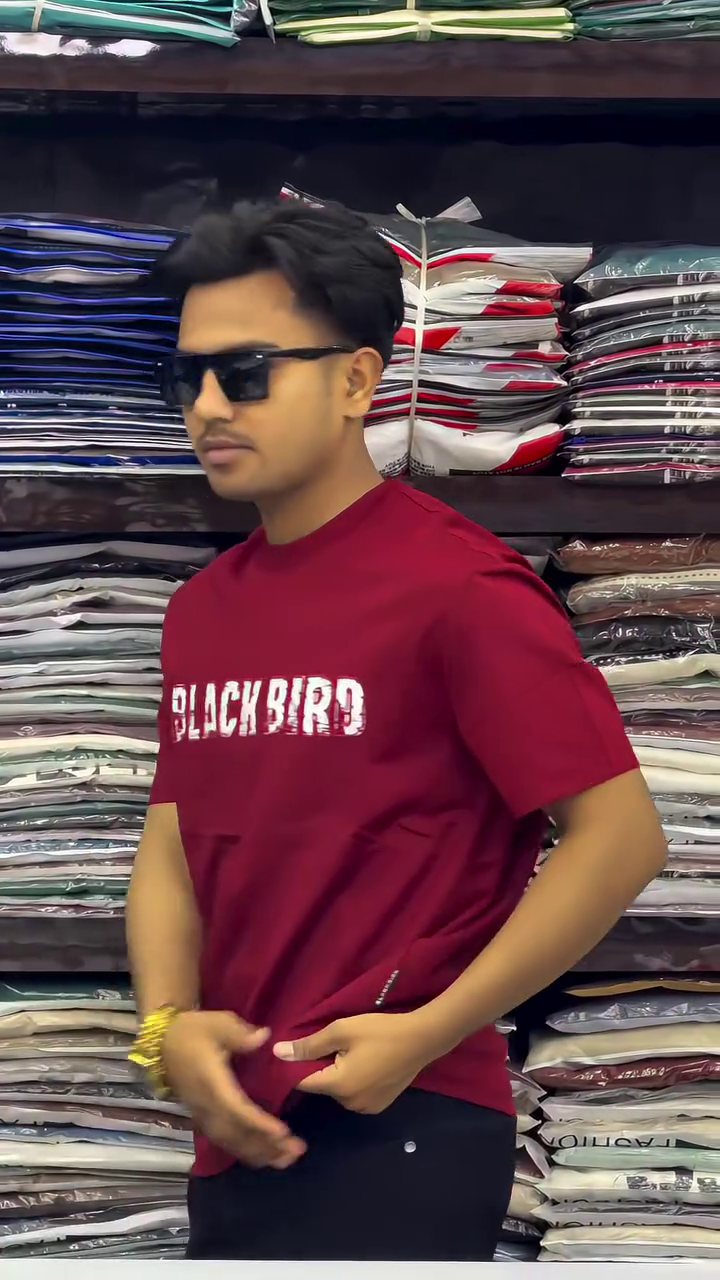 Men's Stylish Round Neck Textured 3/4th Sleeve Oversized T-Shirt - Image 7